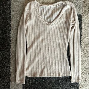 Cream ribbed Top